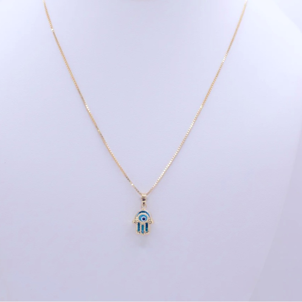 14K - Hamsa pendant with Necklace